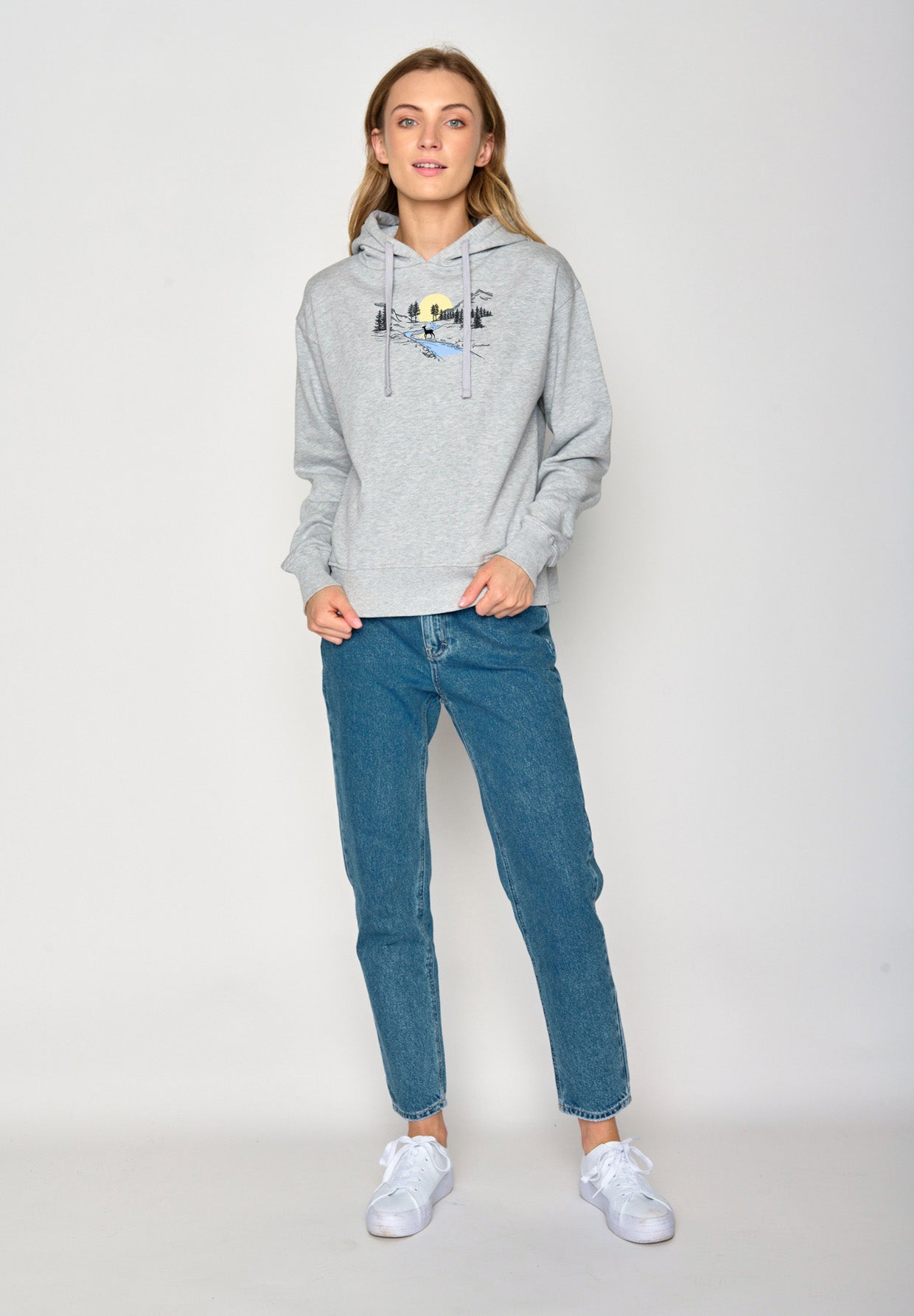 Grau:  Gemütlicher Hoodie aus Bio-Baumwoll Mix für Damen [17190]
