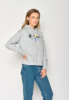 Grau:  Gemütlicher Hoodie aus Bio-Baumwoll Mix für Damen [17191]