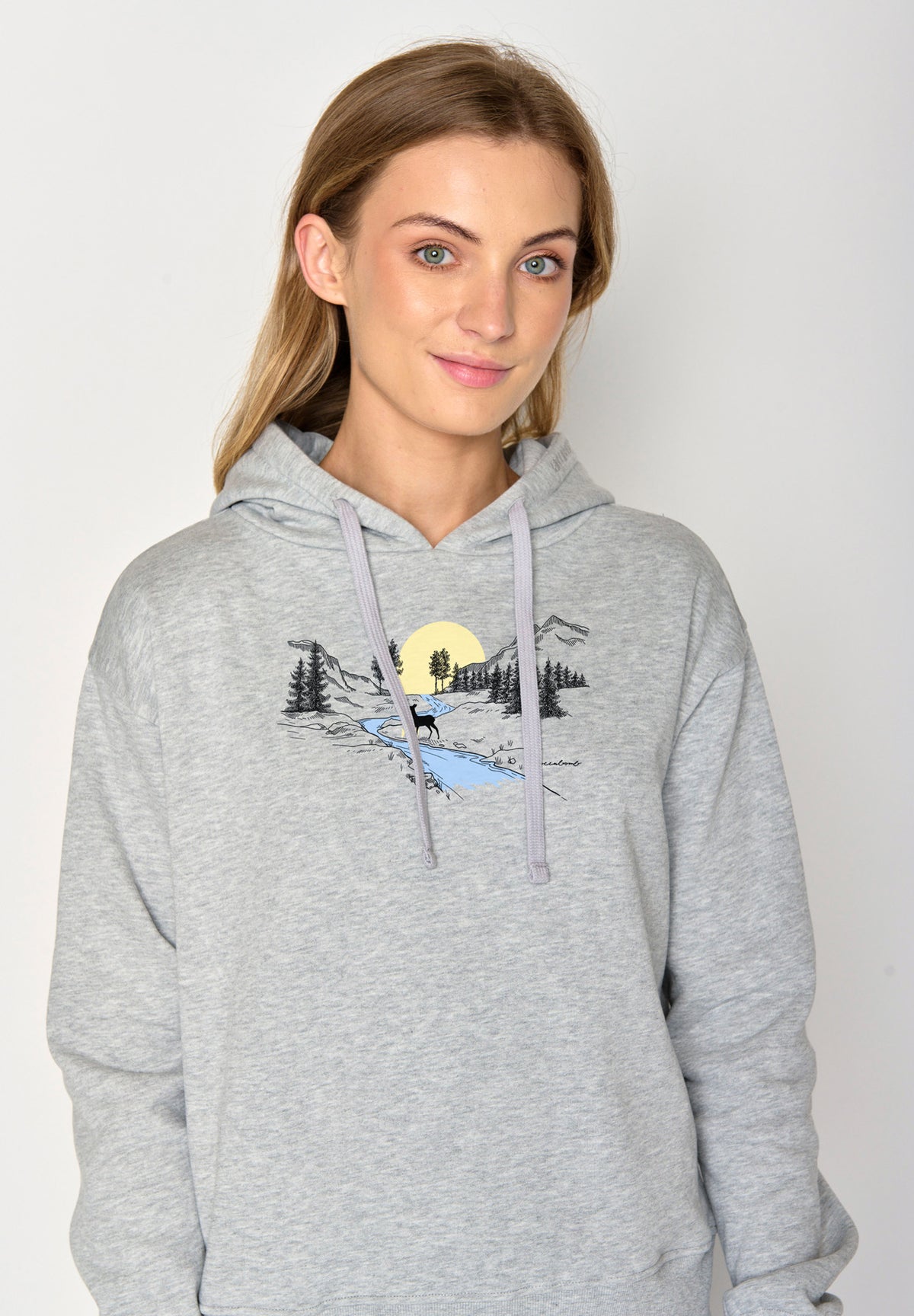 Grau:  Gemütlicher Hoodie aus Bio-Baumwoll Mix für Damen [17193]
