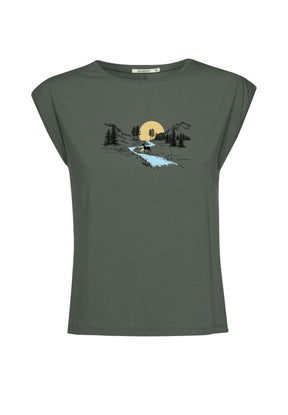 Dirty Olive: Lässiges Shirt aus LENZING™ TENCEL™ Mix für Damen [17195]