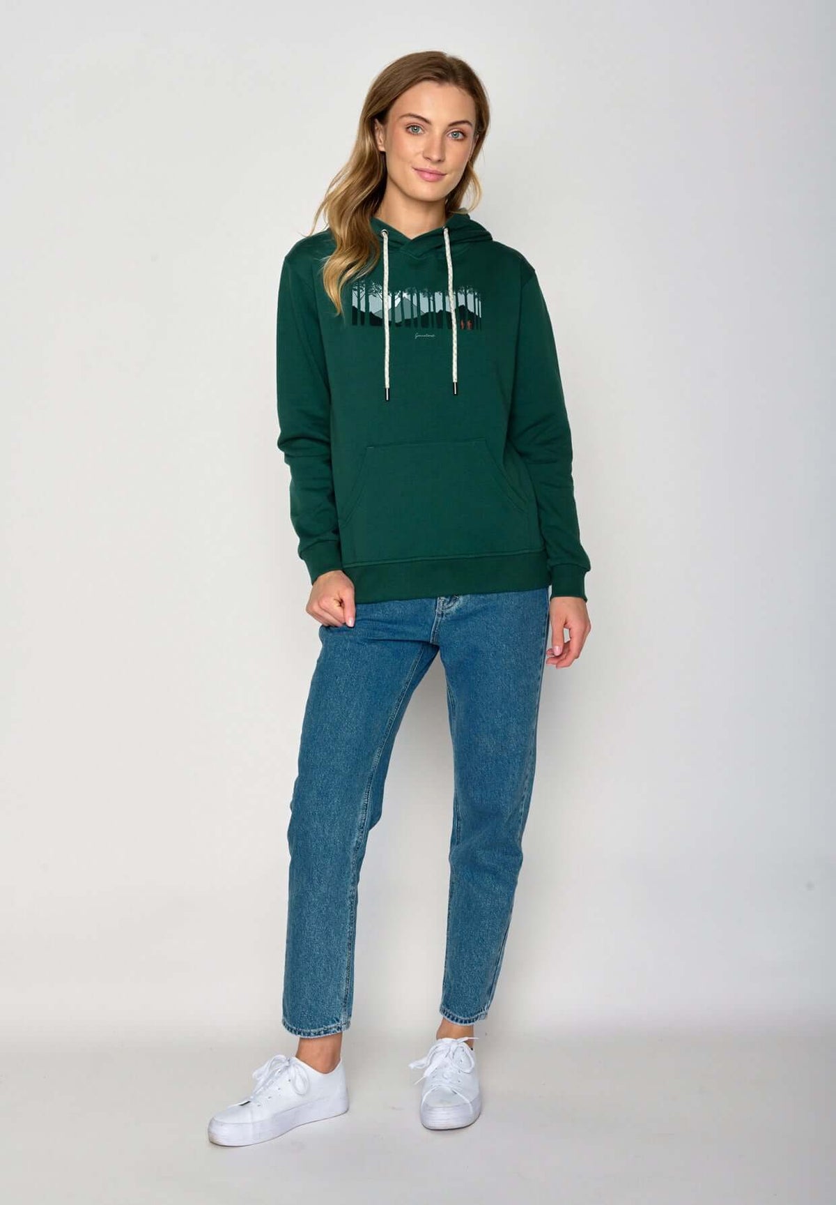 Grün:  Gemütlicher Hoodie aus Bio-Baumwolle für Damen [17202]