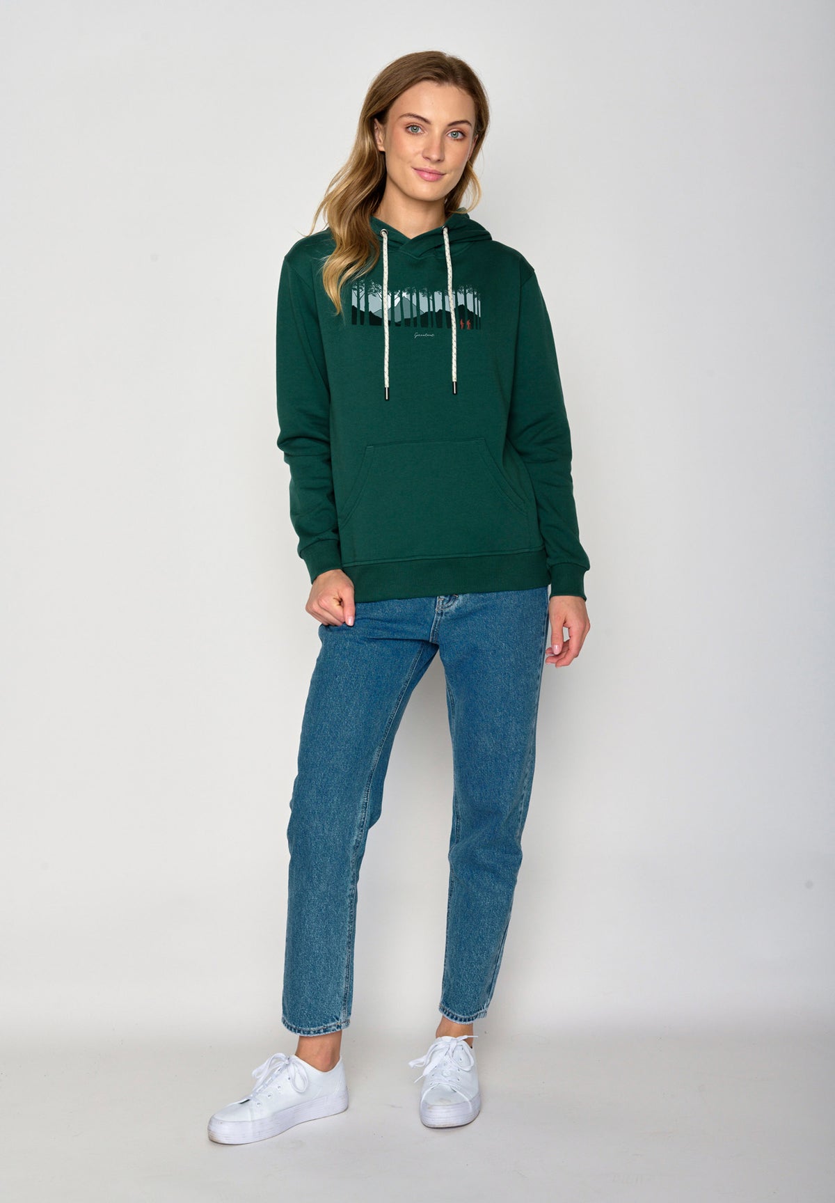 Jungle Green: Gemütlicher Hoodie aus Bio-Baumwolle für Damen [17202]