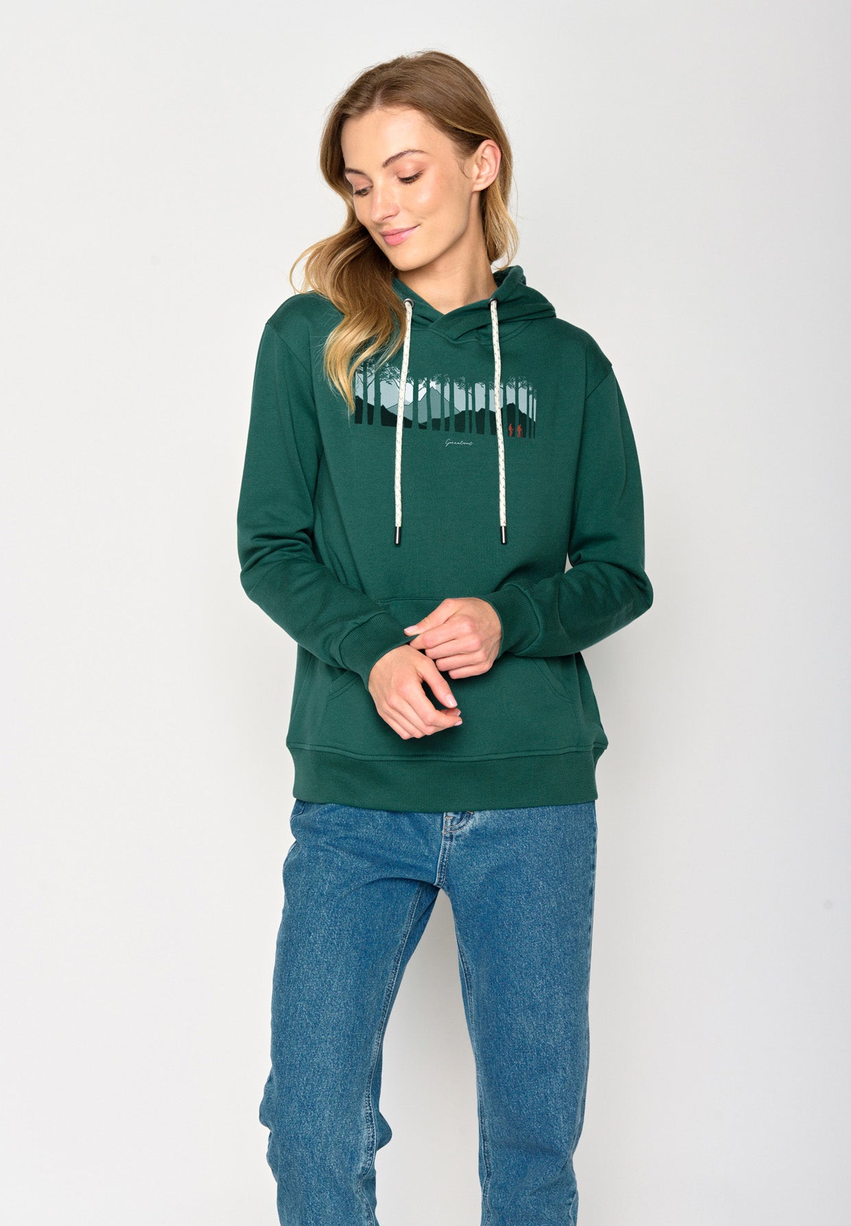 Jungle Green: Gemütlicher Hoodie aus Bio-Baumwolle für Damen [17203]
