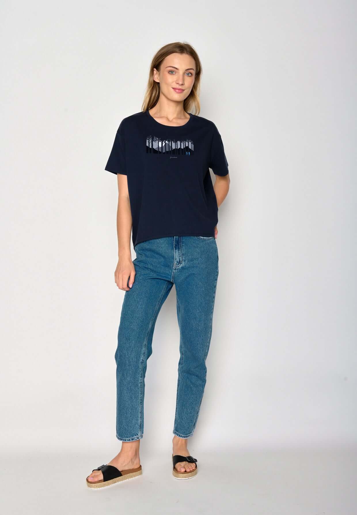 Blau:  Lässiges T-Shirt aus Bio-Baumwoll Mix für Damen [17213]