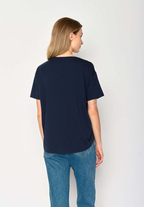 Blau:  Lässiges T-Shirt aus Bio-Baumwoll Mix für Damen [17215]