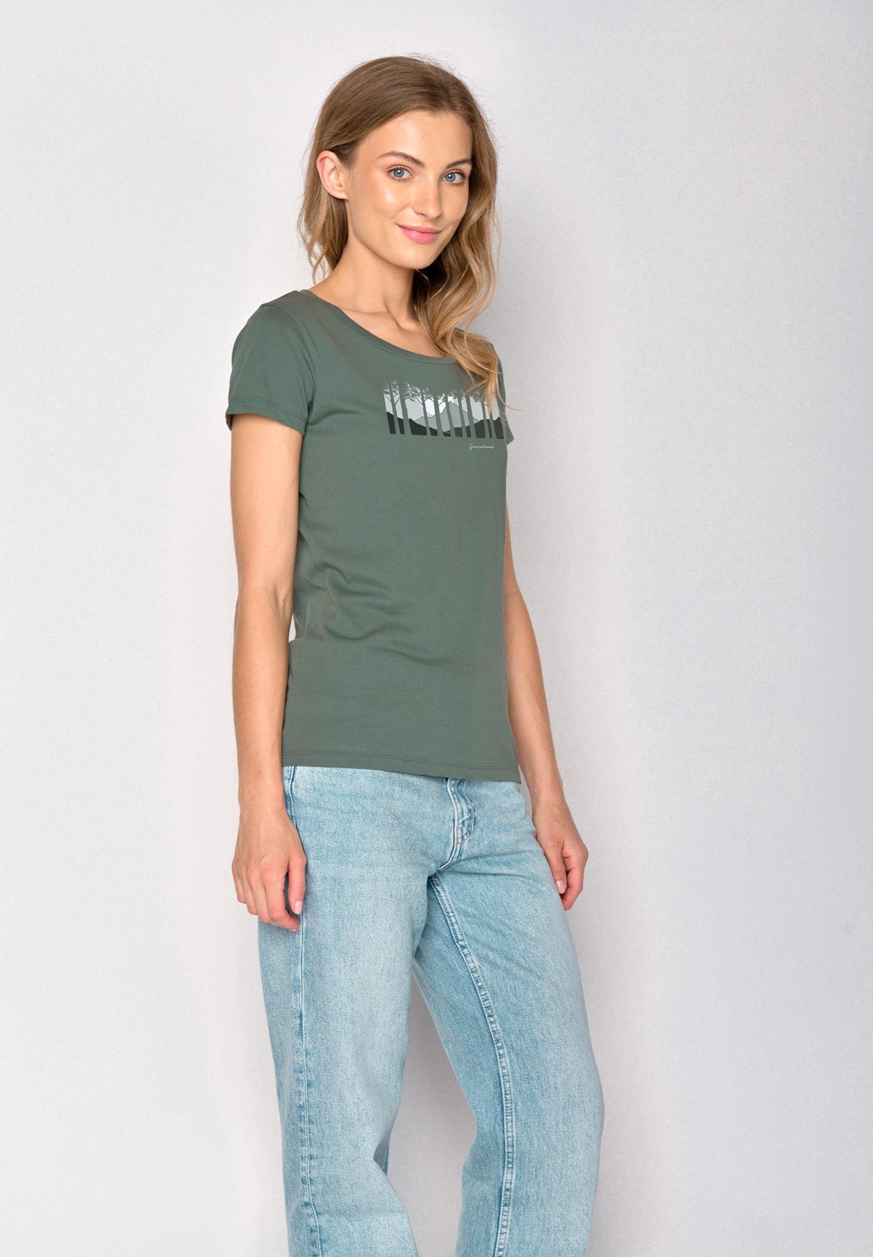 Grün:  Lässiges T-Shirt aus Bio-Baumwolle für Damen [17219]