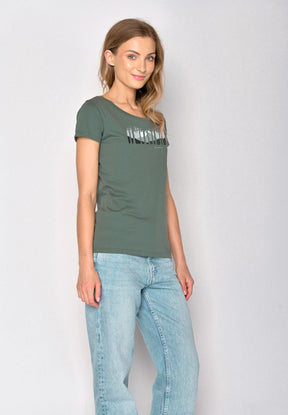 Grün:  Lässiges T-Shirt aus Bio-Baumwolle für Damen [17219]
