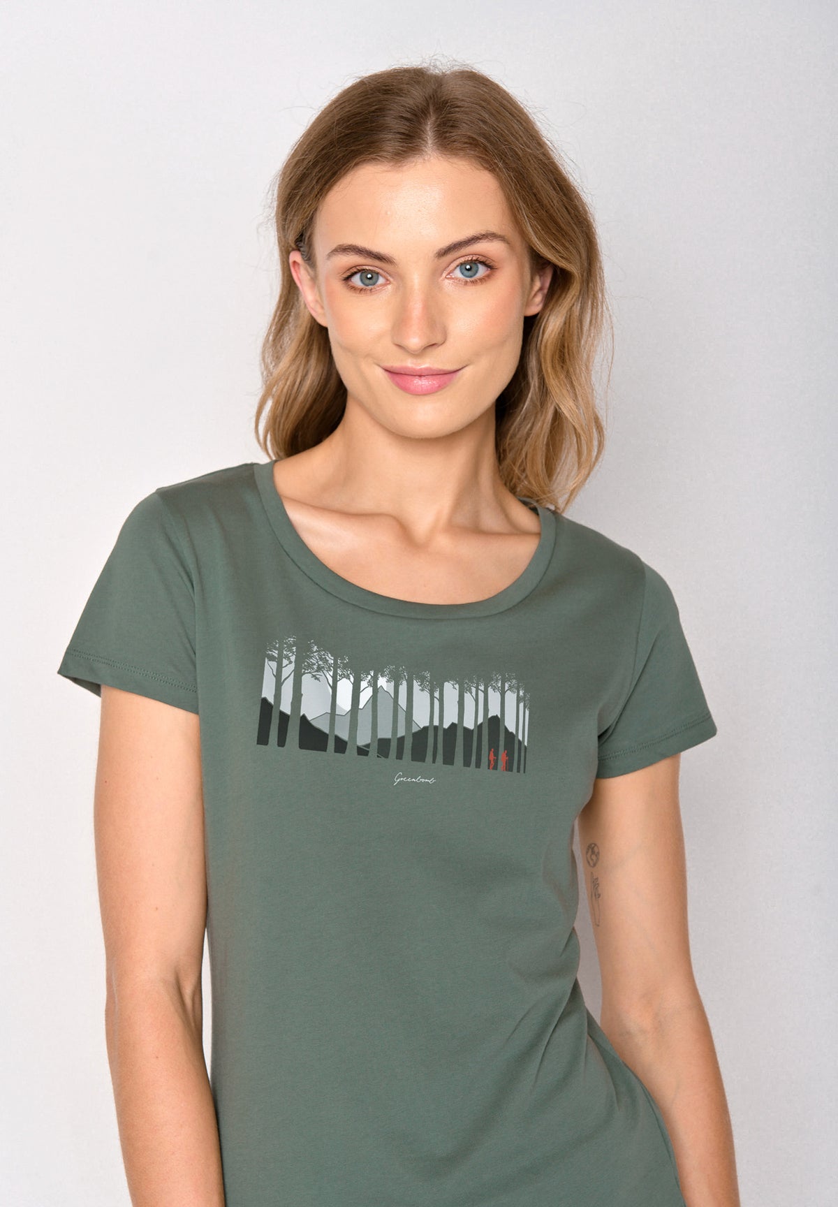 Grün:  Lässiges T-Shirt aus Bio-Baumwolle für Damen [17221]