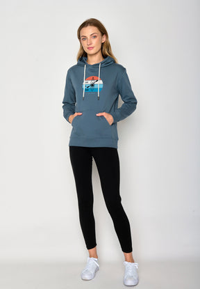 Vintage Blue: Gemütlicher Hoodie aus Bio-Baumwolle für Damen [17229]