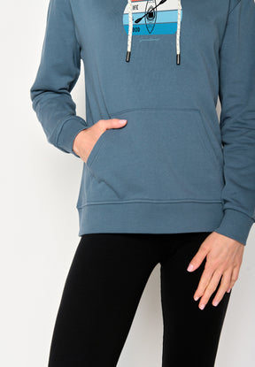 Vintage Blue: Gemütlicher Hoodie aus Bio-Baumwolle für Damen [17233]
