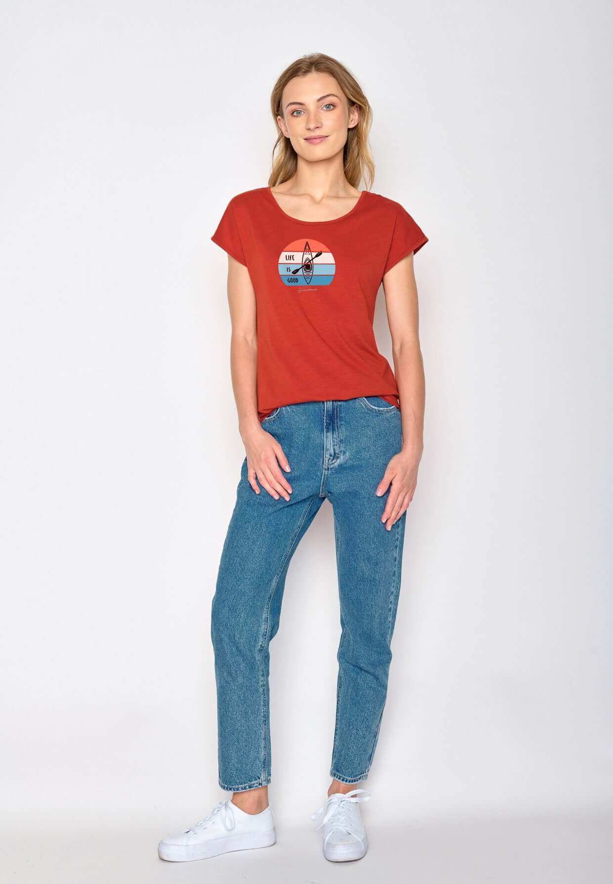 Rot:  Sportliches T-Shirt aus Bio-Baumwolle für Damen [17235]