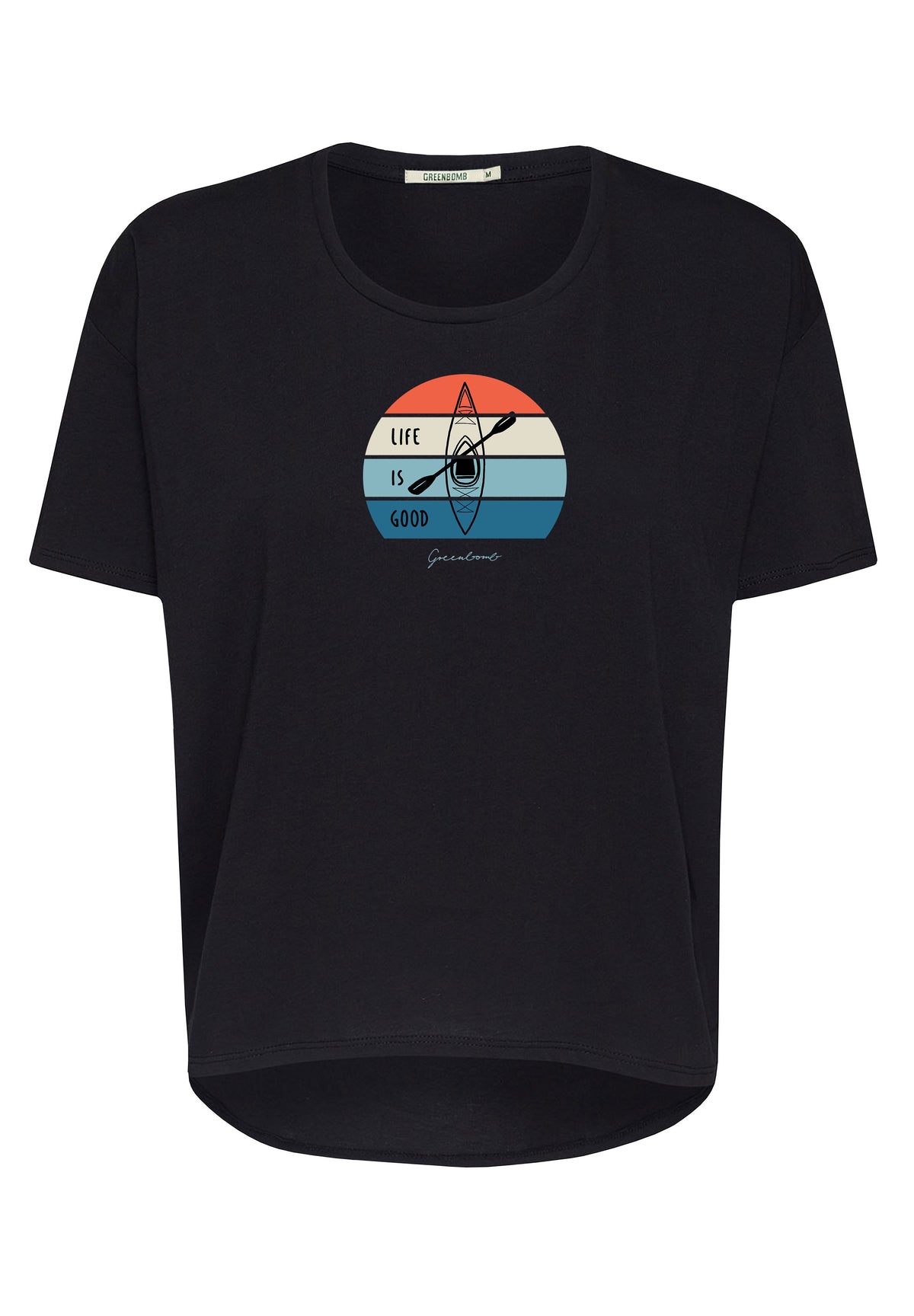 Black: Lässiges T-Shirt aus Bio-Baumwoll-Mix für Damen [17239]
