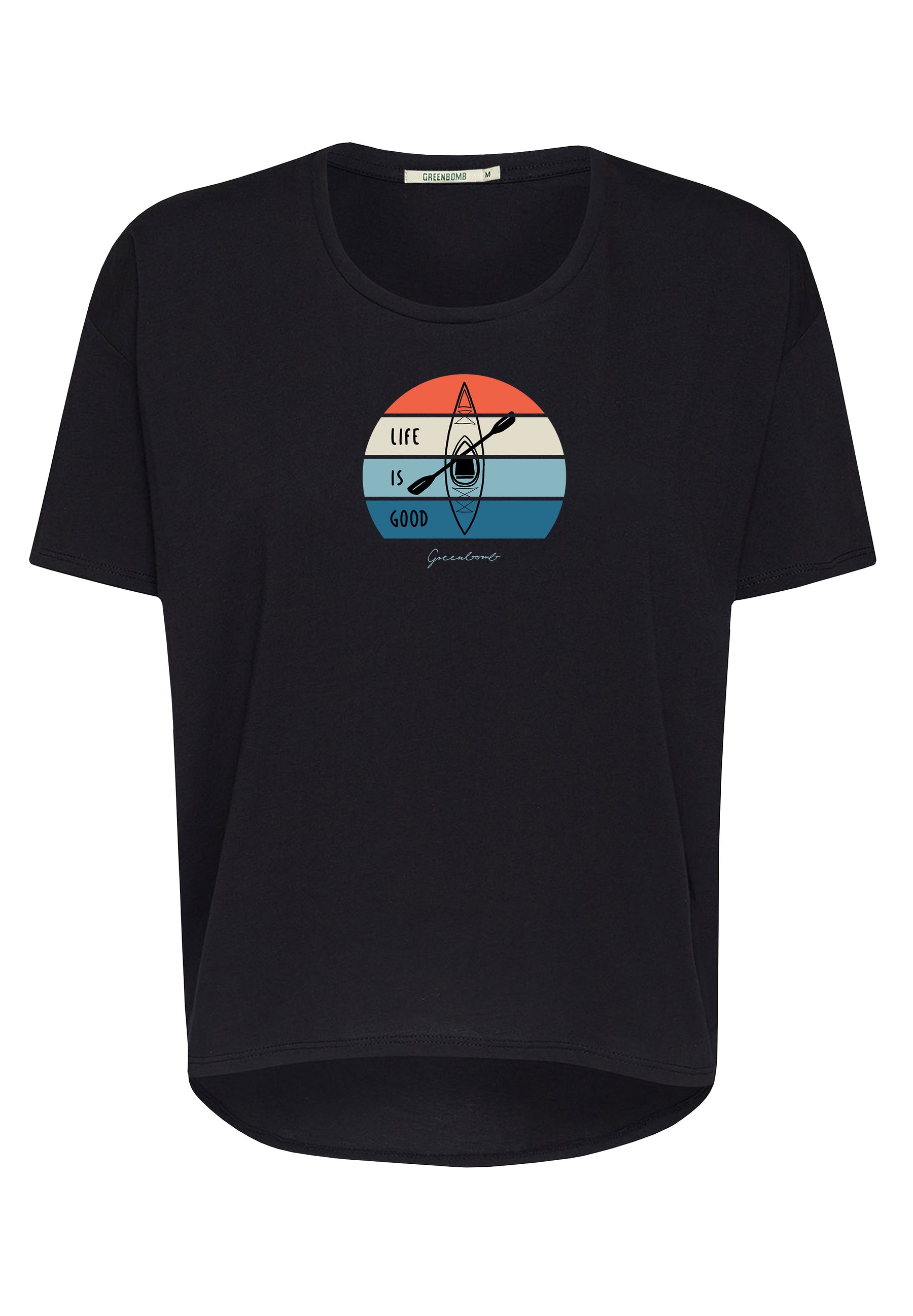 Black: Lässiges T-Shirt aus Bio-Baumwoll-Mix für Damen [17239]