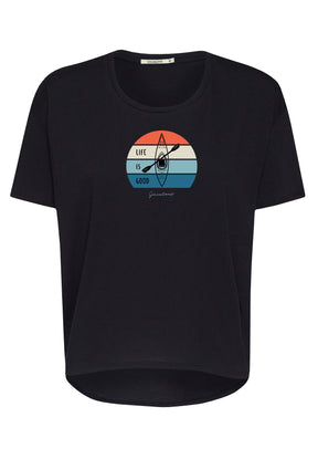 Black: Lässiges T-Shirt aus Bio-Baumwoll-Mix für Damen [17239]