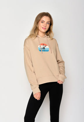 Latte: Gemütlicher Hoodie aus Bio-Baumwoll Mix für Damen [17247]