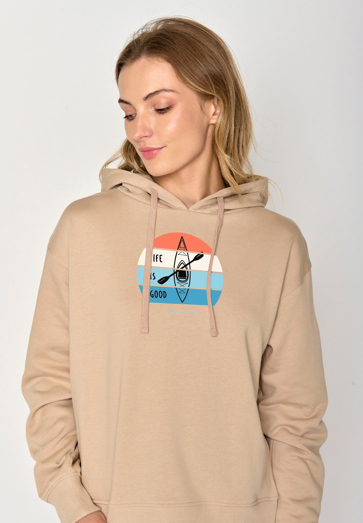 Braun:  Gemütlicher Hoodie aus Bio-Baumwoll Mix für Damen [17249]