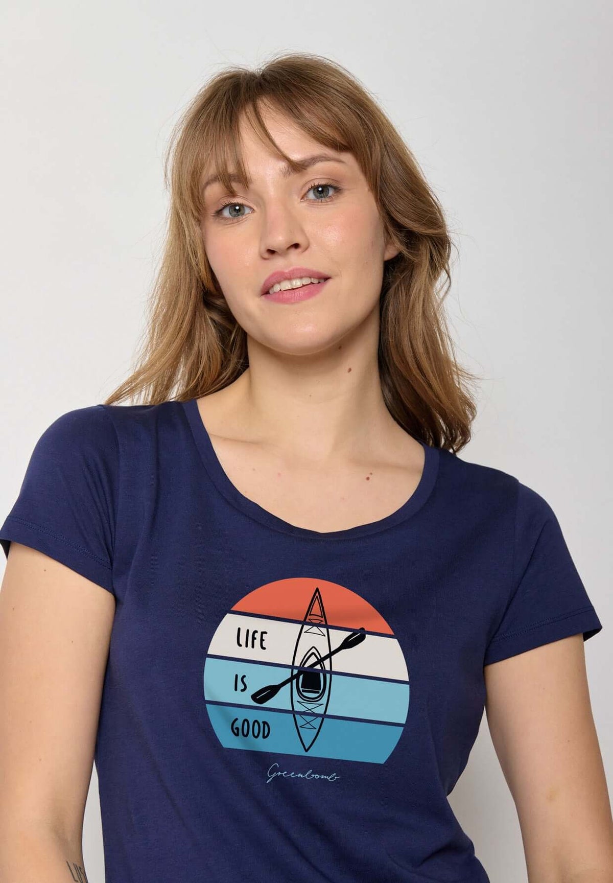 Blau:  Lässiges T-Shirt aus Bio-Baumwolle für Damen [17251]
