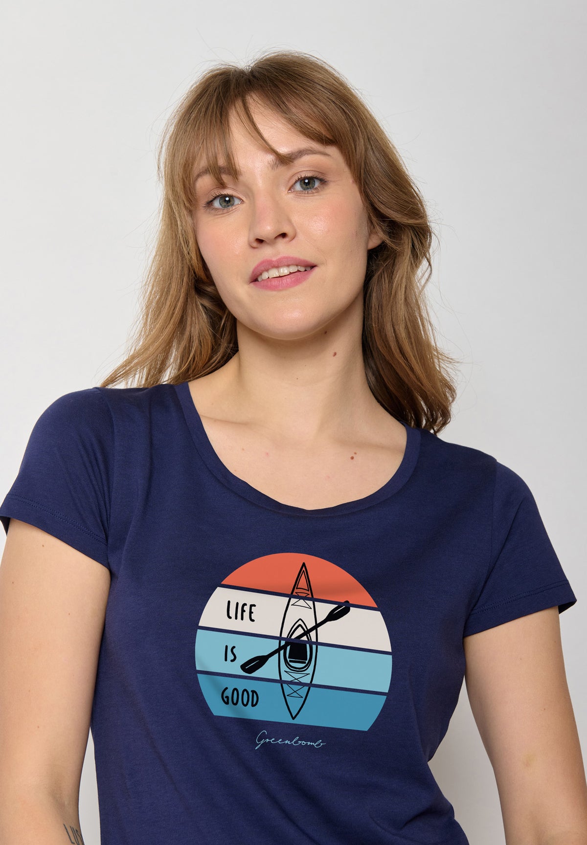 Navy: Sportliches T-Shirt aus Bio-Baumwolle für Damen [17251]