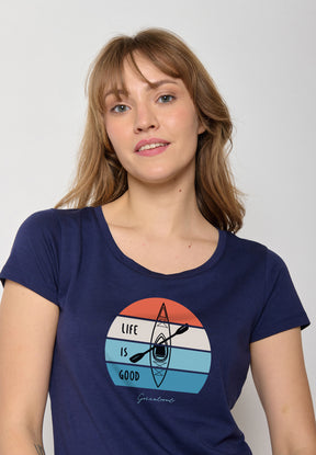 Navy: Sportliches T-Shirt aus Bio-Baumwolle für Damen [17251]