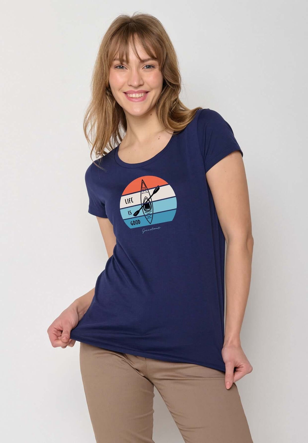 Blau:  Lässiges T-Shirt aus Bio-Baumwolle für Damen [17252]