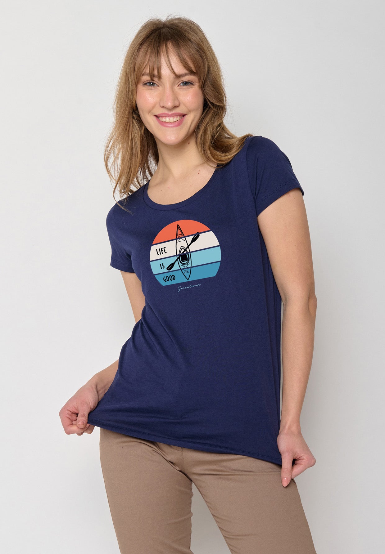 Navy: Sportliches T-Shirt aus Bio-Baumwolle für Damen [17252]