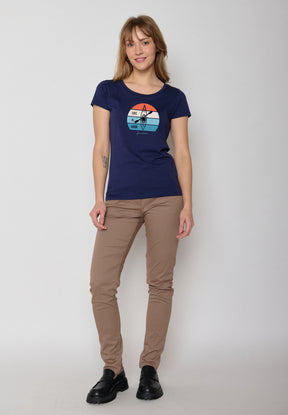 Navy: Sportliches T-Shirt aus Bio-Baumwolle für Damen [17254]