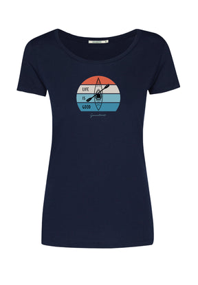 Navy: Sportliches T-Shirt aus Bio-Baumwolle für Damen [17255]