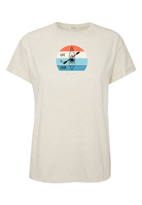 Creme White: Lässiges T-Shirt aus Bio-Baumwolle für Damen [17256]