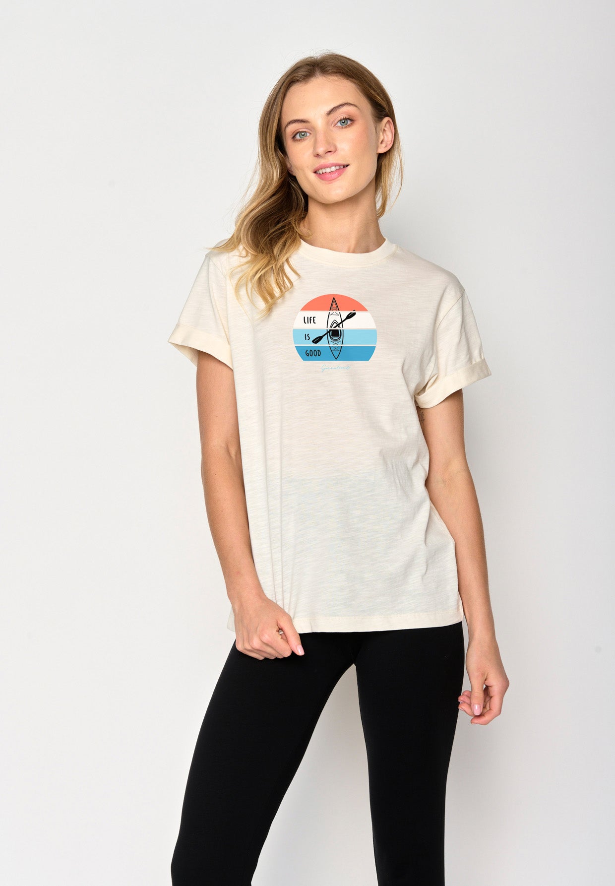 Creme White: Lässiges T-Shirt aus Bio-Baumwolle für Damen [17258]