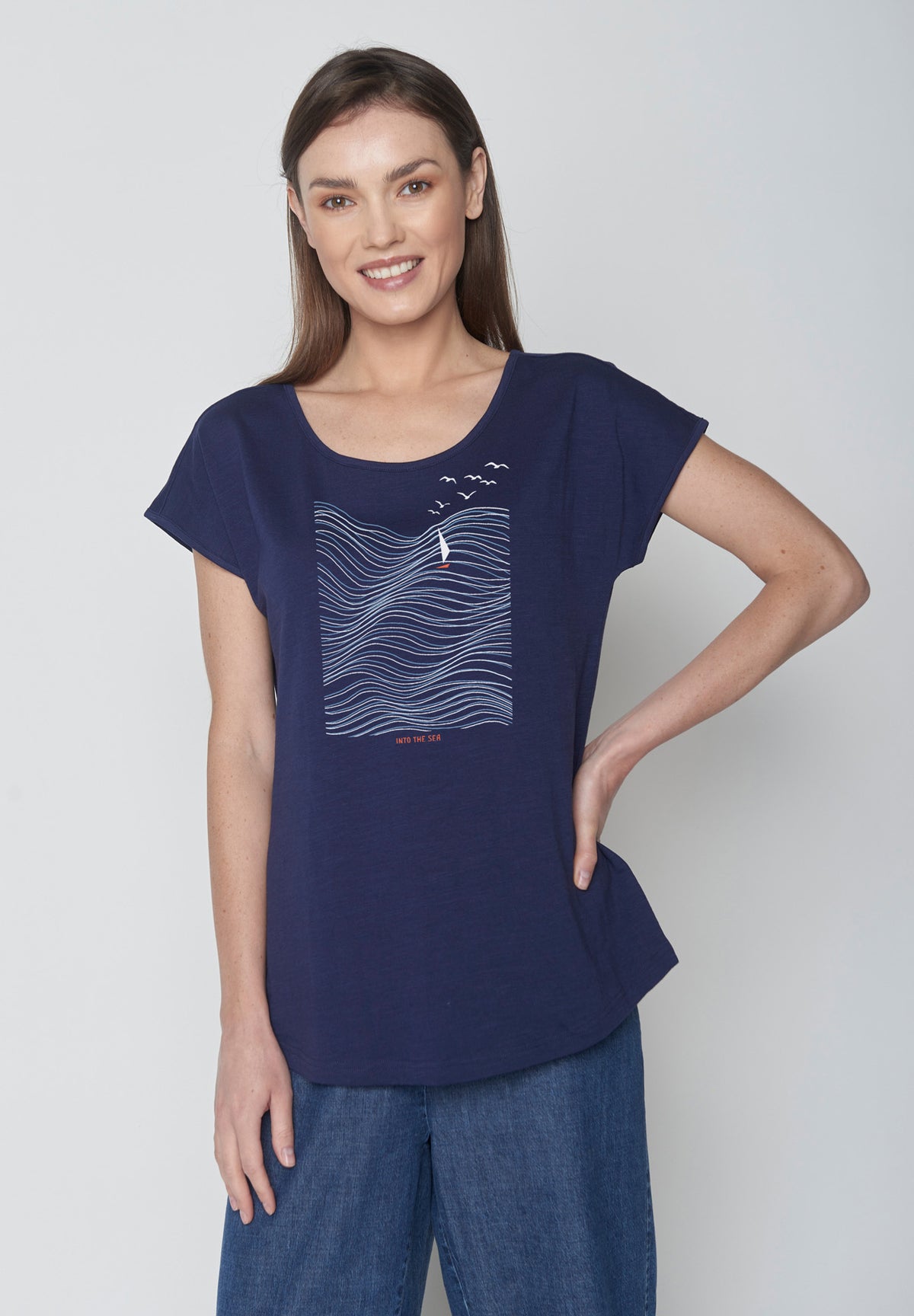 Blau:  Sportliches T-Shirt aus Bio-Baumwolle für Damen [17261]