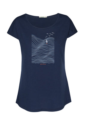 Navy: Sportliches T-Shirt aus Bio-Baumwolle für Damen [17264]