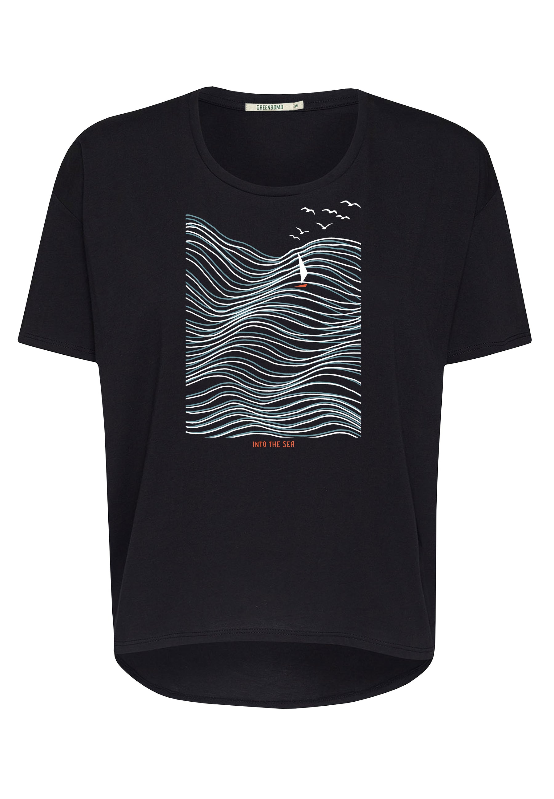 Schwarz:  Lässiges T-Shirt aus Bio-Baumwoll Mix für Damen [17265]