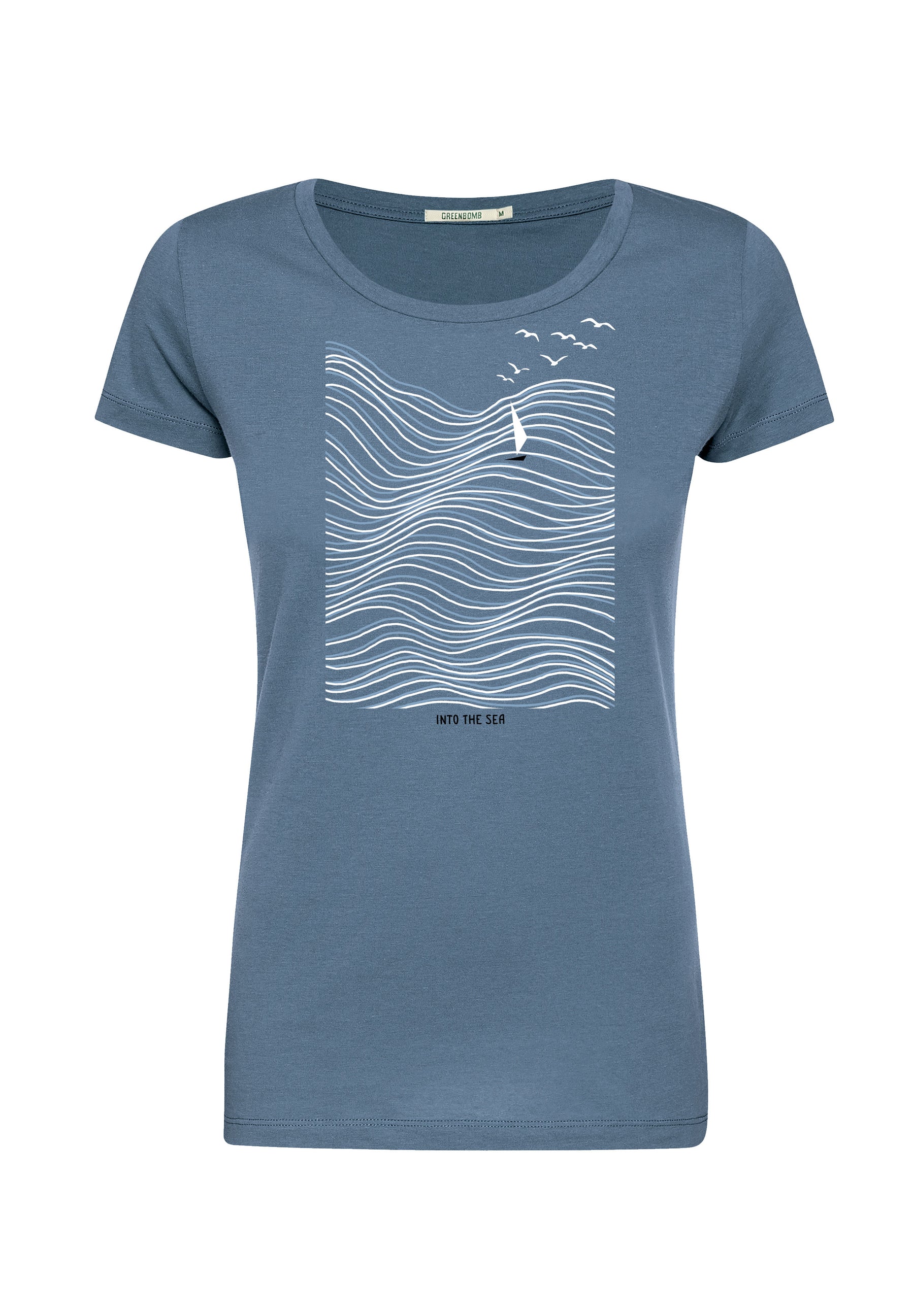 Blau:  Lässiges T-Shirt aus Bio-Baumwolle für Damen [17270]