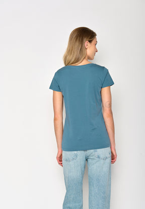 Blau:  Lässiges T-Shirt aus Bio-Baumwolle für Damen [17273]