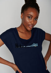 Blau:  Sportliches T-Shirt aus Bio-Baumwolle für Damen [17276]
