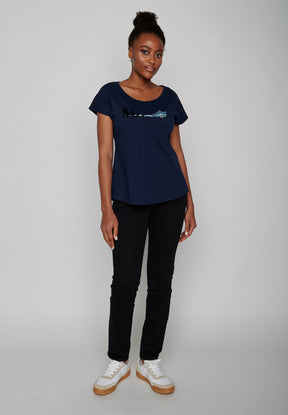 Blau:  Sportliches T-Shirt aus Bio-Baumwolle für Damen [17279]