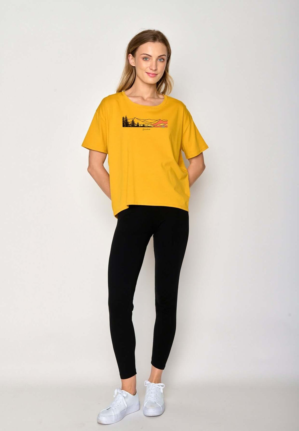 Gelb:  Lässiges T-Shirt aus Bio-Baumwoll Mix für Damen [17282]