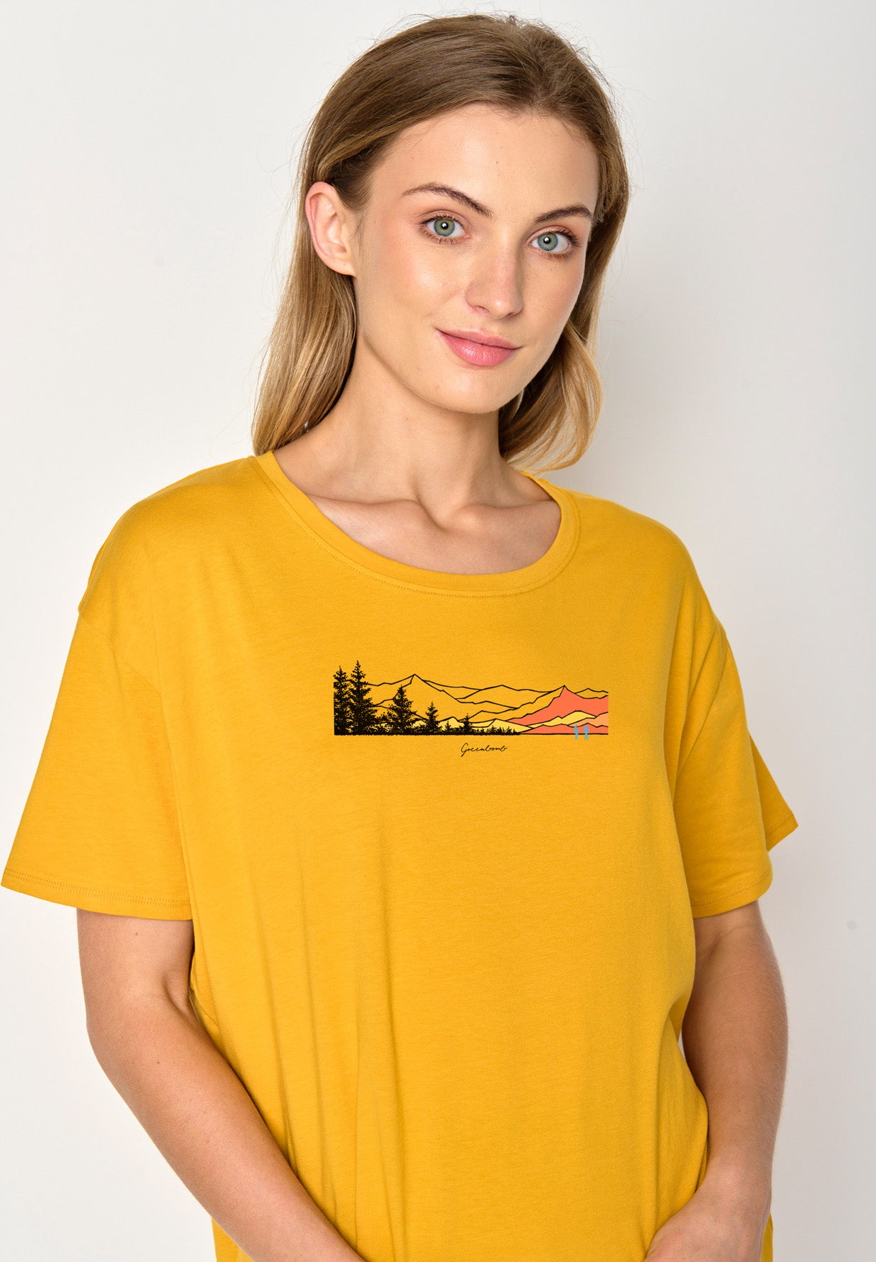 Gelb:  Lässiges T-Shirt aus Bio-Baumwoll Mix für Damen [17285]