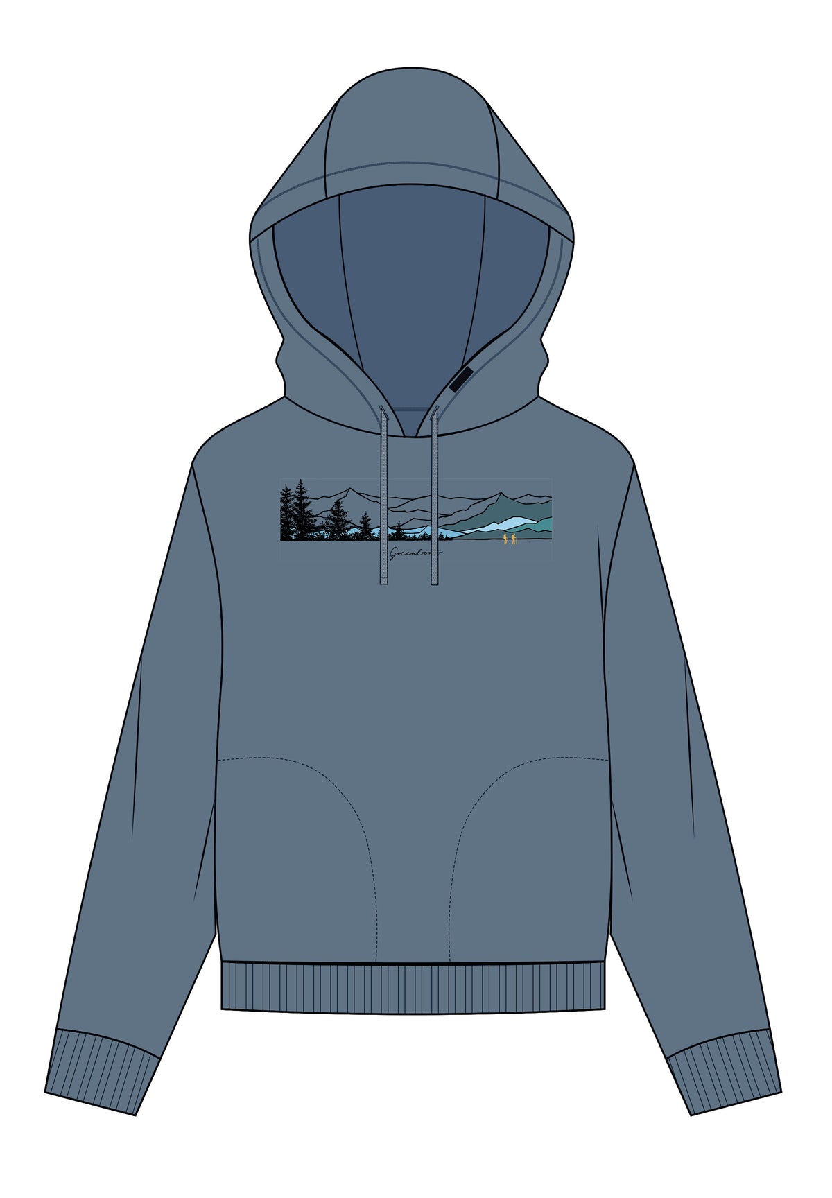 Vintage Blue: Gemütlicher Hoodie aus Bio-Baumwoll Mix für Damen [17286]