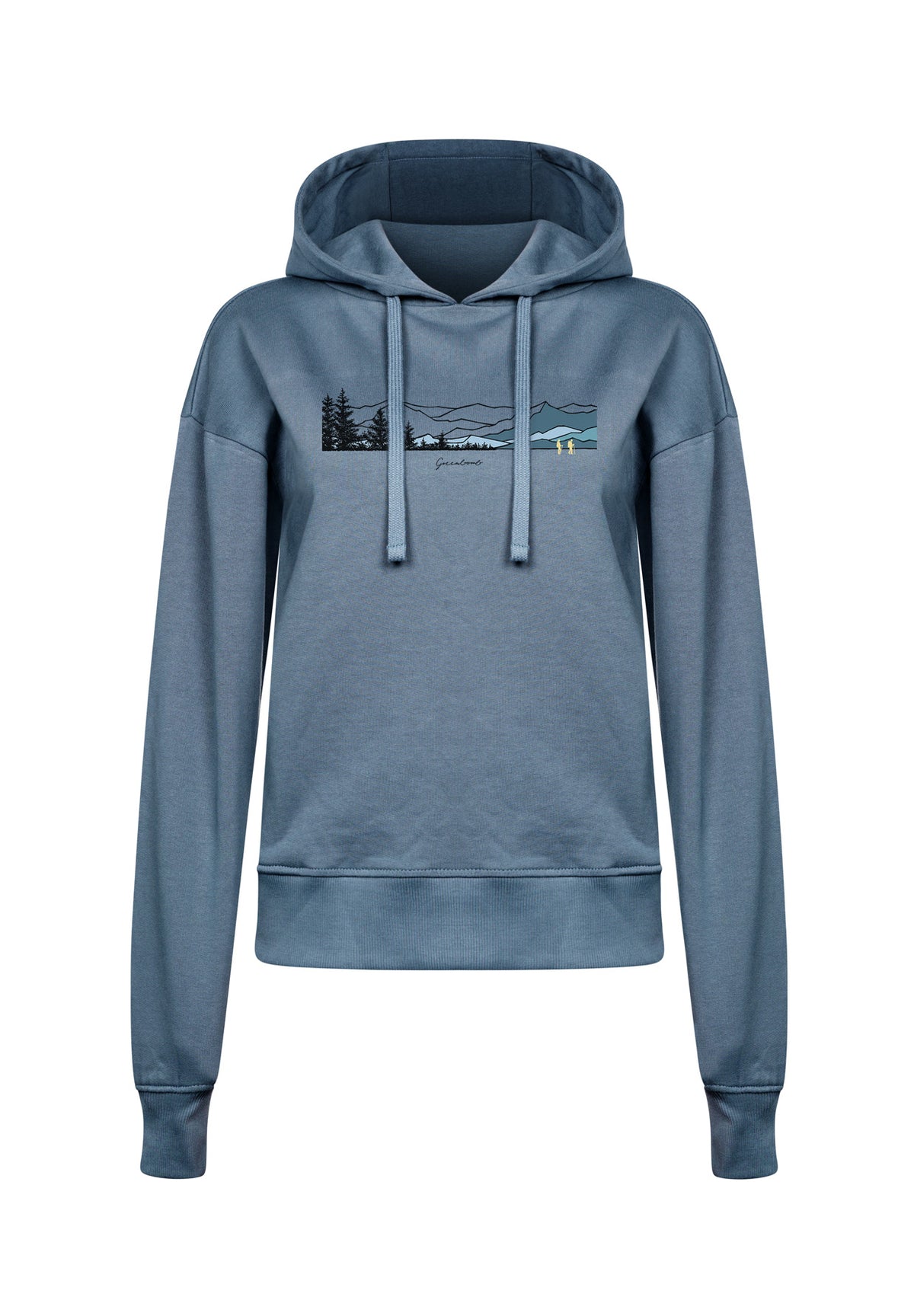 Vintage Blue: Gemütlicher Hoodie aus Bio-Baumwoll Mix für Damen [17287]