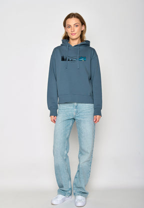 Blau:  Gemütlicher Hoodie aus Bio-Baumwoll Mix für Damen [17288]
