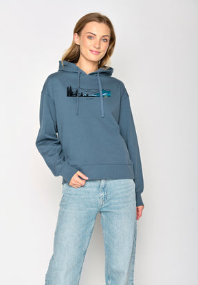 Blau:  Gemütlicher Hoodie aus Bio-Baumwoll Mix für Damen [17289]