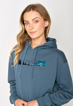 Blau:  Gemütlicher Hoodie aus Bio-Baumwoll Mix für Damen [17291]