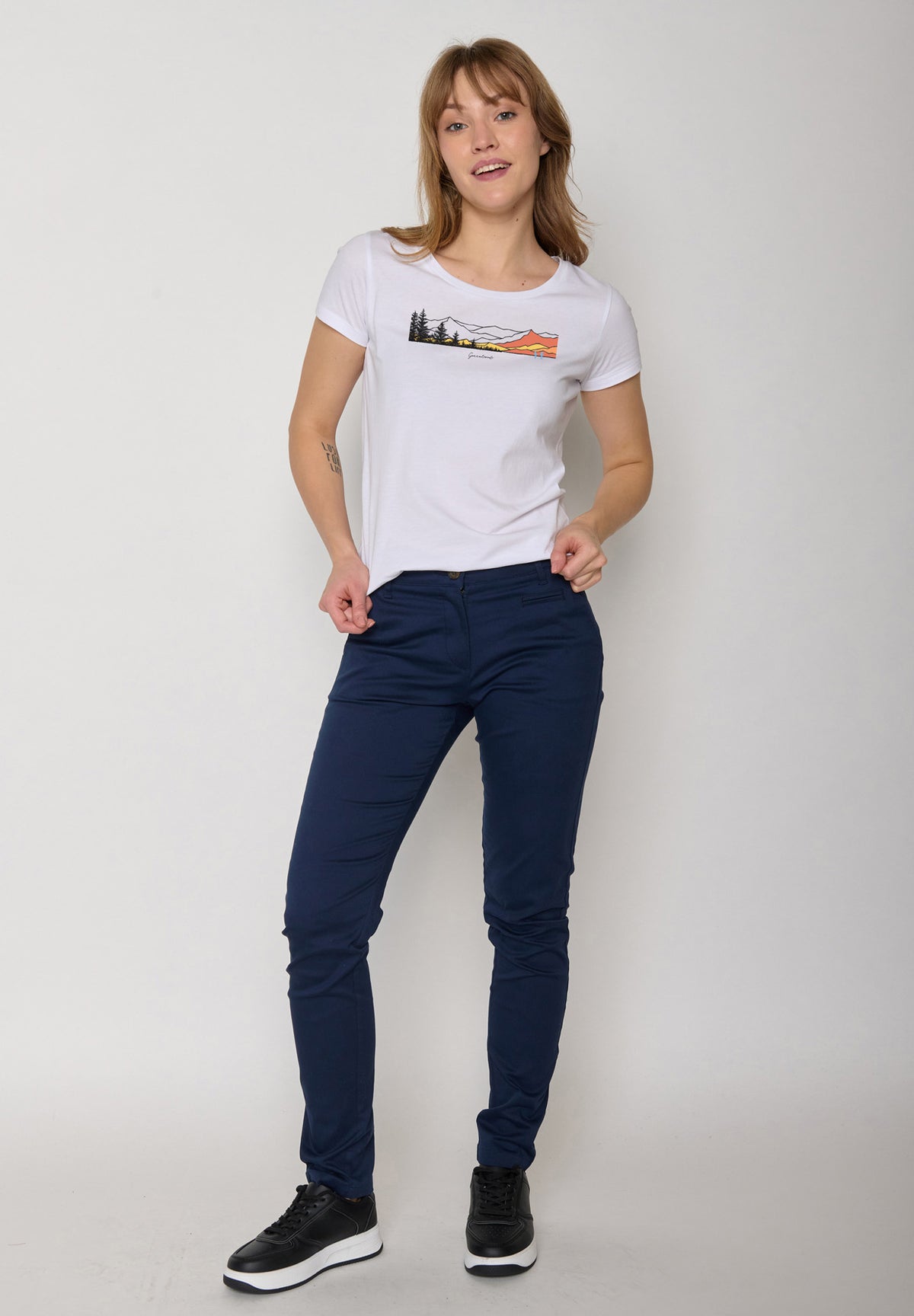 Weiß:  Lässiges T-Shirt aus Bio-Baumwolle für Damen [17292]