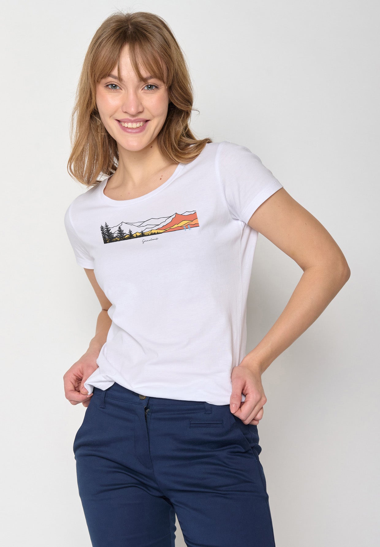 Weiß:  Lässiges T-Shirt aus Bio-Baumwolle für Damen [17293]