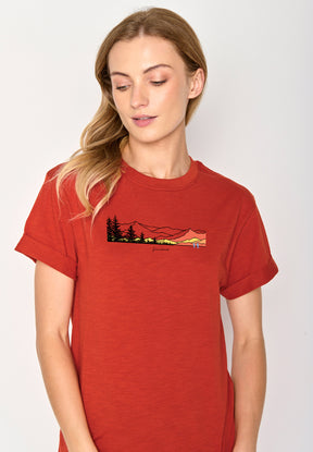Clay Red: Lässiges T-Shirt aus Bio-Baumwolle für Damen [17301]