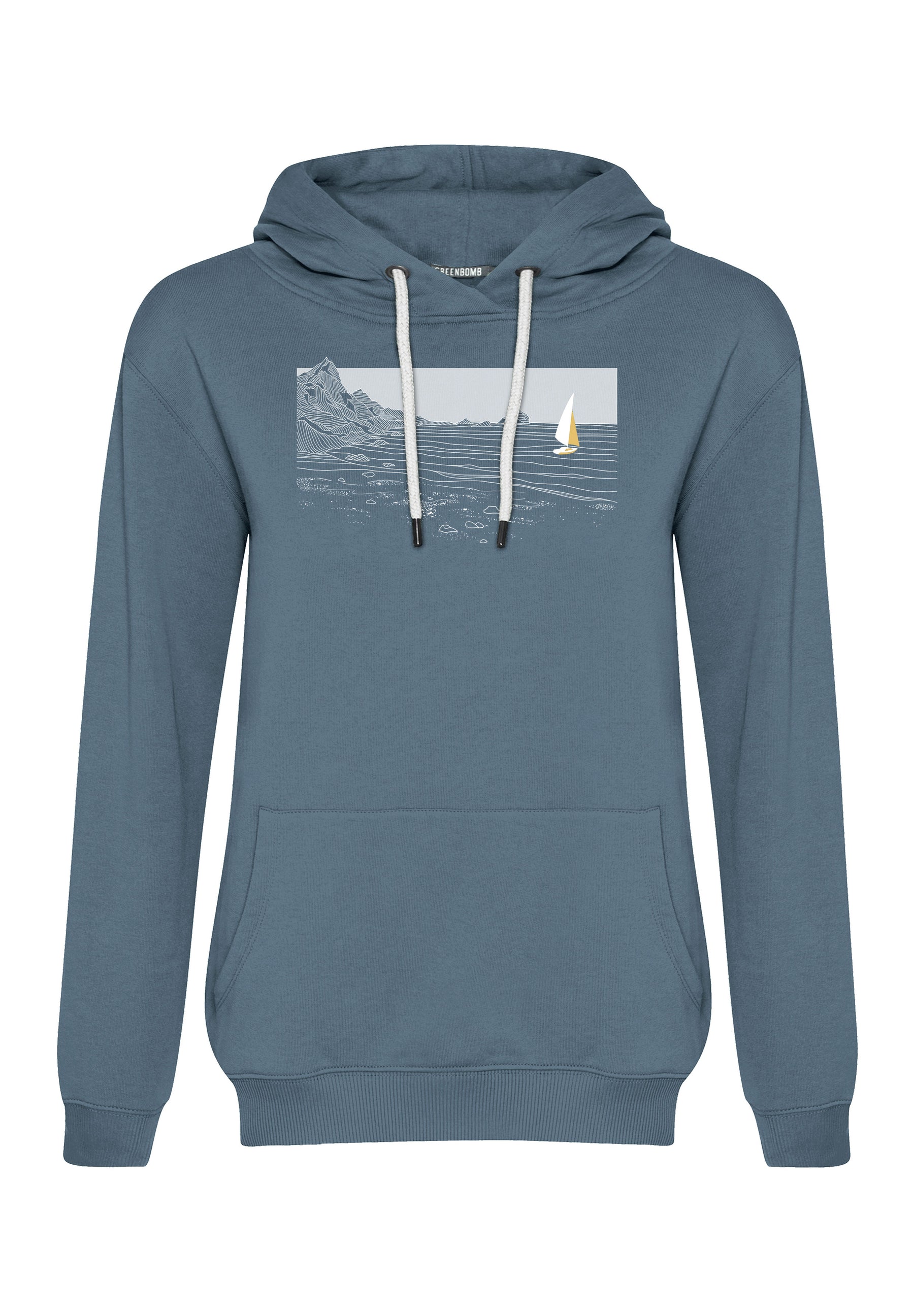 Vintage Blue: Gemütlicher Hoodie aus Bio-Baumwolle für Damen [17302]