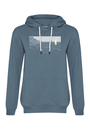 Vintage Blue: Gemütlicher Hoodie aus Bio-Baumwolle für Damen [17302]