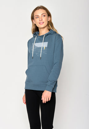 Vintage Blue: Gemütlicher Hoodie aus Bio-Baumwolle für Damen [17304]