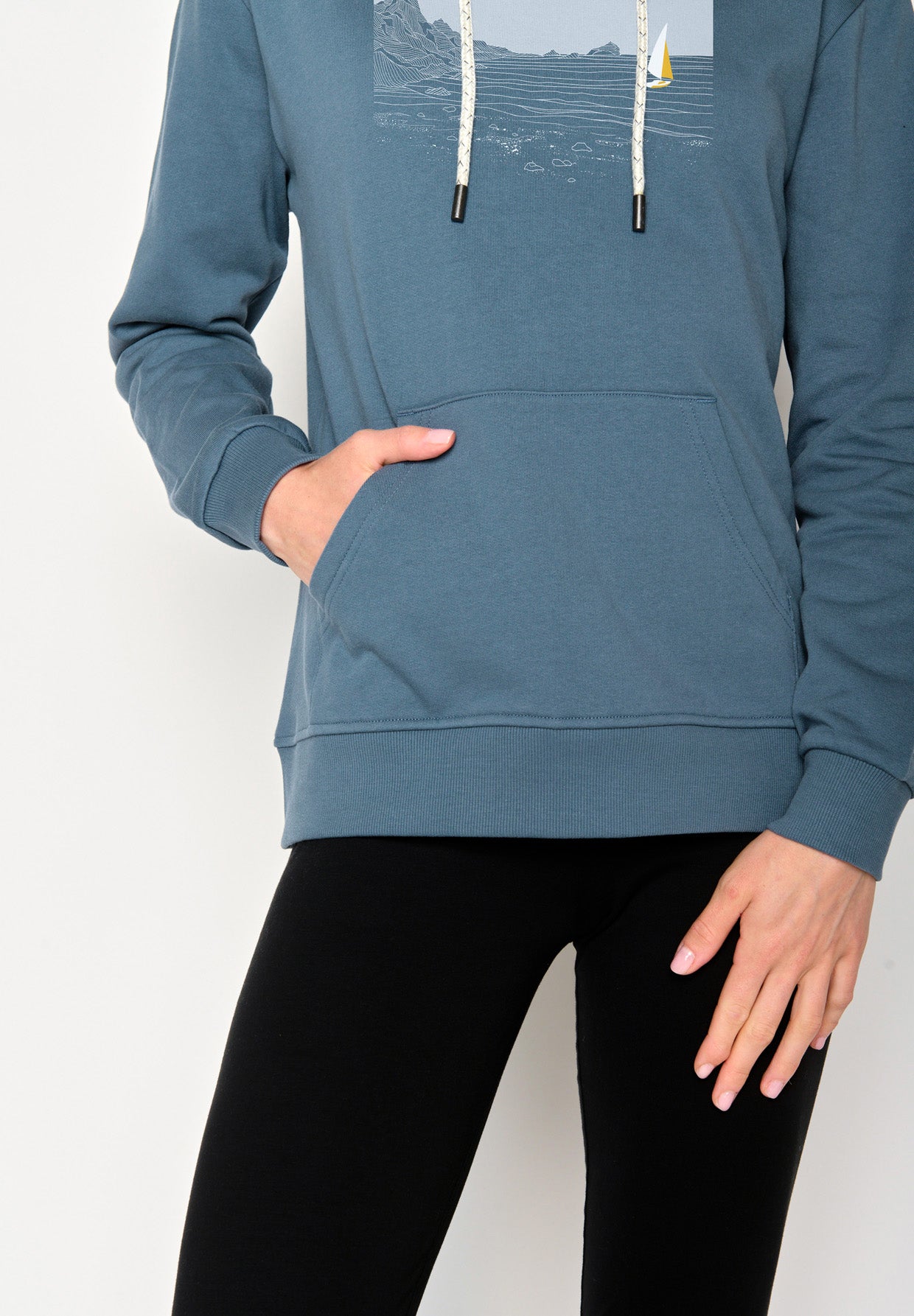 Blau:  Gemütlicher Hoodie aus Bio-Baumwolle für Damen [17307]